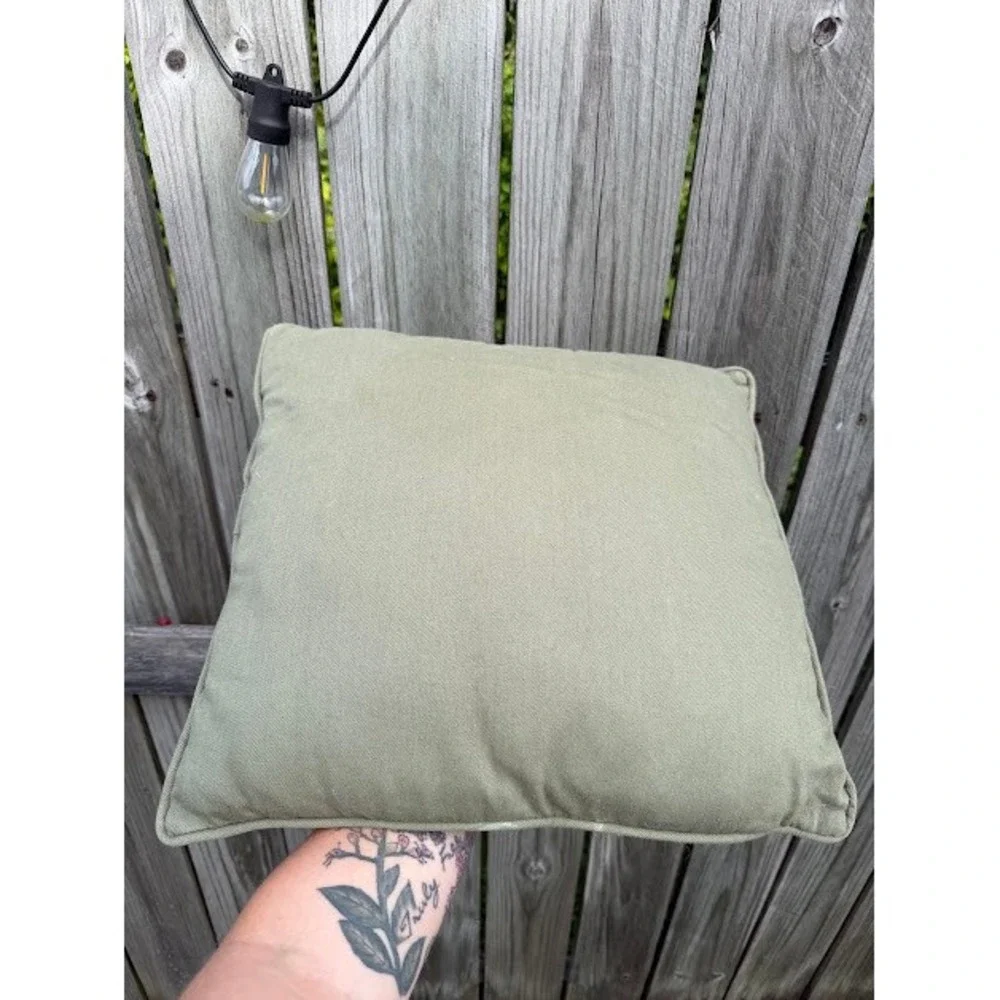 Minimalist Unbranded Throw Pillow Unisex OS Olive Green Square Canvas Piped Edge
